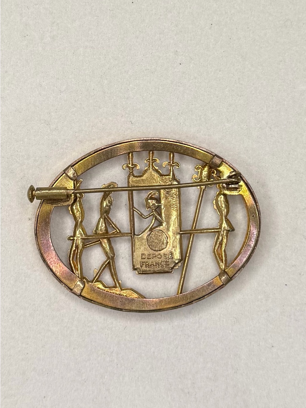 1890-1910s Turn of the Century Vintage Gold-Tone Figural Brooch - French Déposé - Picture 2 of 6